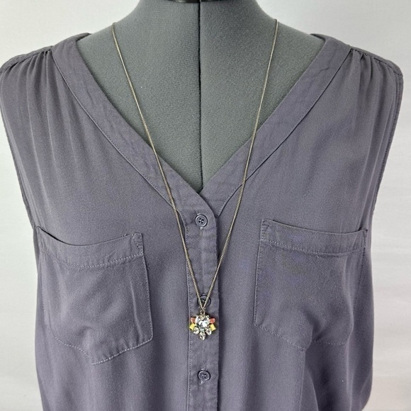 LOFT Silver Tone Necklace with Gem Pendant 33” - Picture 7 of 7